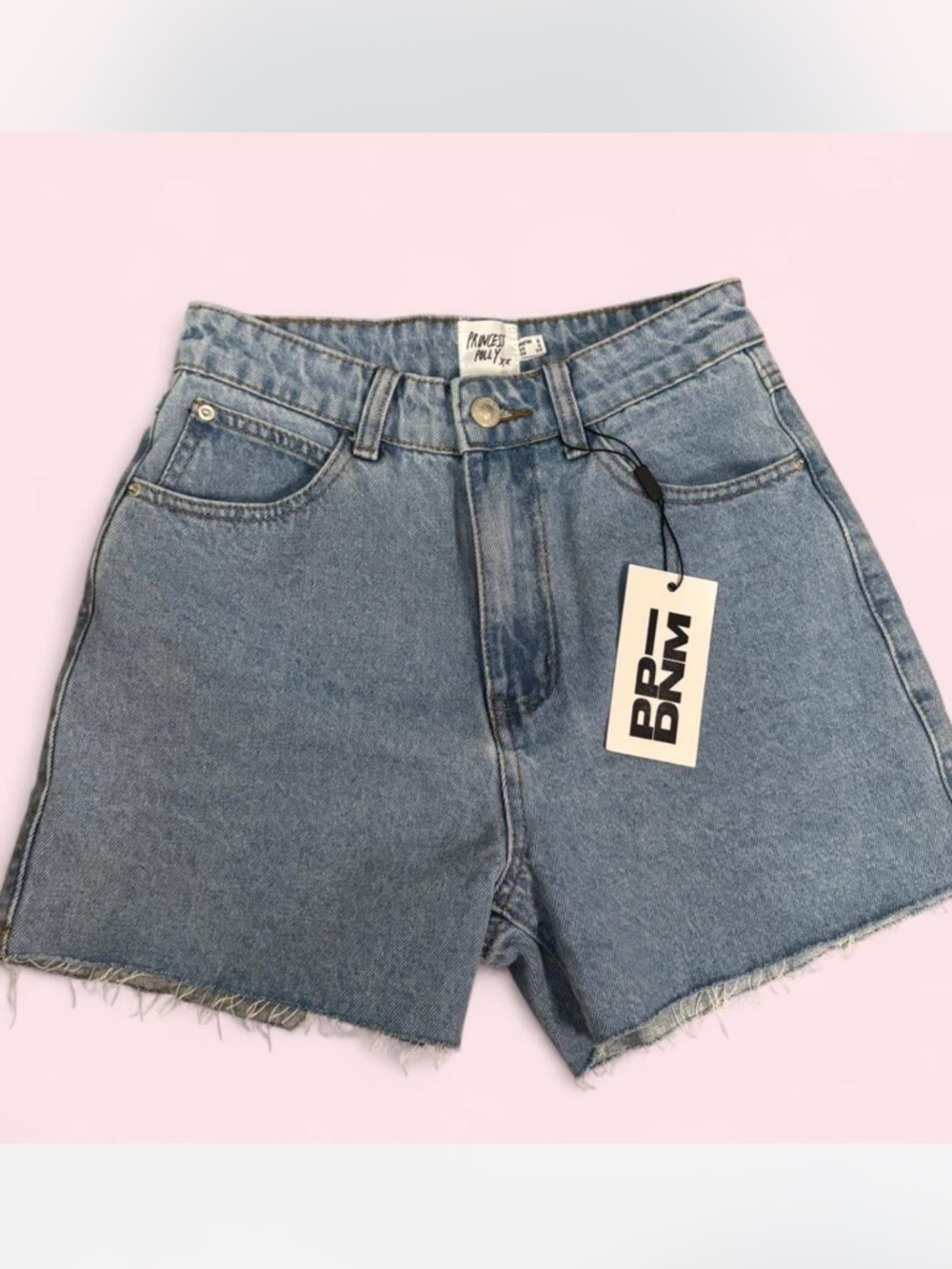 Princess Polly Light Blue High-Rise Cutoff Denim Shorts